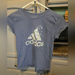 Adidas Kids Graphic Tee in Blue with White Accents